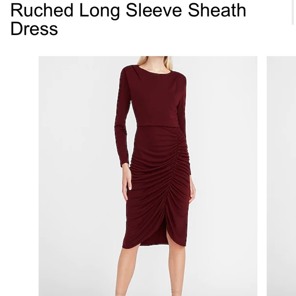 Express ruched long sleeve sheath dress large